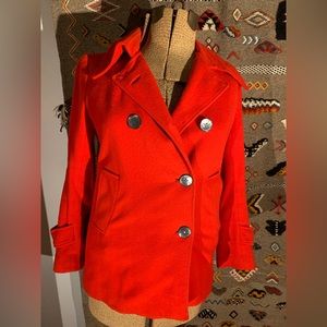 1960’s Vintage Red Wool Ladies Pea Coat Jacket DeGraff California by David Hayes